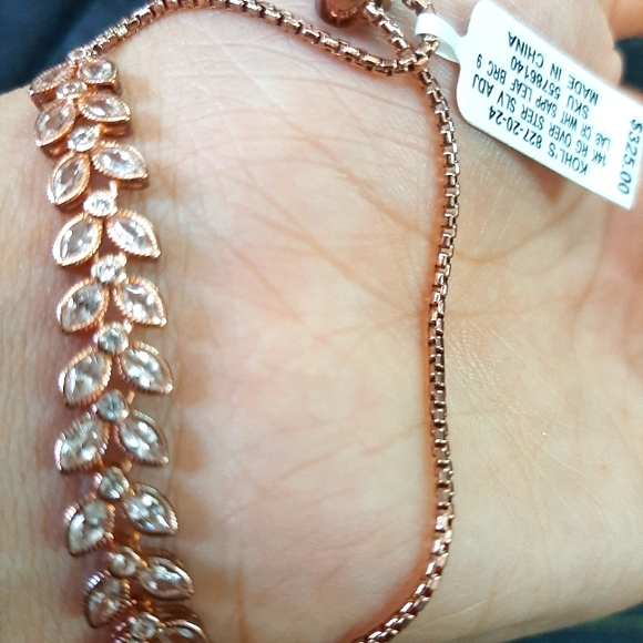 Dark Rose Gold Silver Bracelet With Sapphire Stones - Picture 5 of 6